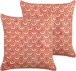 Dekokissen geometrisches Muster Baumwolle rot creme 45 x 45 cm 2er Set RHUS