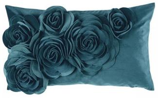 PAD Kissenhülle Samt Floral Aqua Blau (30x50cm) 10154-I40-3050