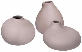 Blomus Nona Vasen, 3er Set, Blumenvase, Dekovase, Blumen Vase, Porzellan, Bark, 66225