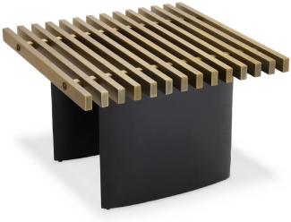 Casa Padrino Luxus Industrial Design Beistelltisch Messingfarben / Schwarz 60,5 x 60,5 x H. 40 cm - Industrie Stil Tisch mit Metallgitter Tischplatte und ellipsenförmigen Tischbeinen - Luxus Qualität