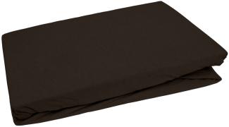 Bettwaesche-mit-Stil Jersey Spannbettlaken Espresso Braun 180 – 200 x200cm Höhe bis 20cm