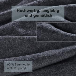 La Vida Sofaläufer Überwurf Tages-Decke in dunkel-grau - Oeko-TEX® Zertifiziert,100x200cm, Baumwollmischung bis 40 °C waschbar mit Overlock-Stitching & Fransen, Schutz für Sessel, Sofa & Bett…