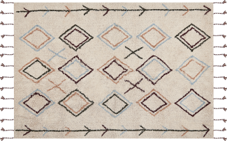 Teppich Baumwolle beige 160 x 230 cm geometrisches Muster CORUM
