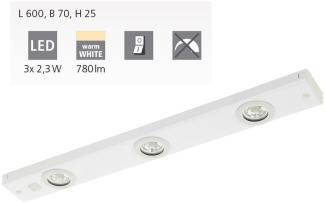 Eglo 93706 LED Küchenleuchte KOB Stahl weiß L:60cm B:7cm H:2,5cm max. 3X2,3W 3000K mit Wippschalter