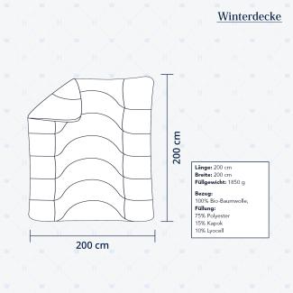Heidelberger Bettwaren Bettdecke 200x200 cm, Made in Germany | Winterdecke, Schlafdecke, Steppbett mit Kapok-Füllung | atmungsaktiv, hypoallergen, vegan | Serie Kanada
