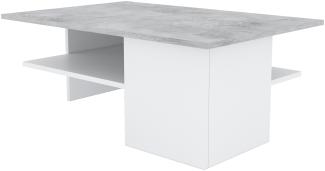 Domando Couchtisch Tropea Modern für Wohnzimmer Breite 90cm, große Ablage, farblich abgesetzte Tischplatte in Weiß Matt und Beton
