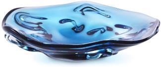 Casa Padrino Luxus Glasschale Blau Ø 34 x H. 8 cm - Mundgeblasene Deko Glas Obstschale - Glas Deko Accessoirs - Luxus Kollektion