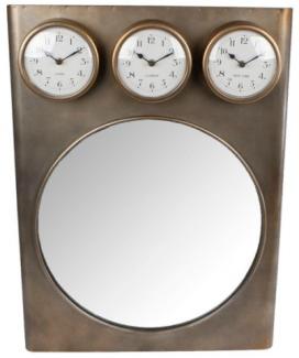 spiegel mit Uhr Tim 70 x 52 cm Stahlbronze