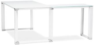 Kokoon Design Eckschreibtisch Warner Glas Weiß 170x75x160 cm