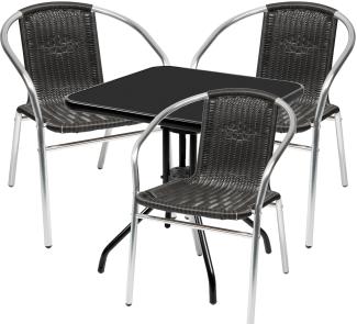 Bistro Sitzgarnitur Bistrogarnitur 4-teilig Tisch Schwarz / Stuhl