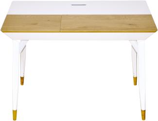 'Bartani' Schreibtisch, weiß matt/Wildeiche Nachbildung, 76 x 55 x 105 cm