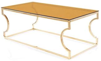 Couchtisch Glastisch Kenzo A 120x60x40cm Bernsteinfarben Gold