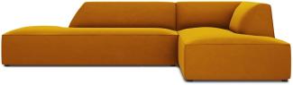 Micadoni 4-Sitzer Samtstoff Modular Ecke rechts Sofa Ruby | Bezug Yellow | Beinfarbe Black Plastic