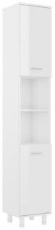 vidaXL Badezimmerschrank Hochglanz-Weiß 30x30x179 cm Spanplatte