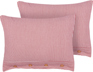 Dekokissen mit Knöpfen Streifenmuster Baumwolle rot weiß 40 x 60 cm 2er Set AALITA