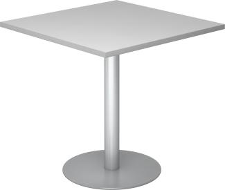 bümö® Besprechungstisch STF, Tischplatte eckig 80 x 80 cm in grau, Gestell in silber