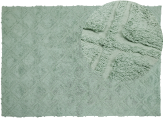 Teppich Baumwolle hellgrün 160 x 230 cm geometrisches Muster Kurzflor HATAY