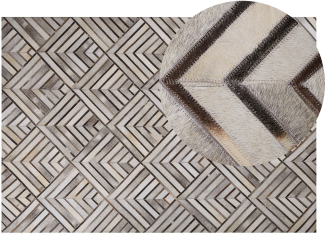 Teppich Kuhfell beige-grau 140 x 200 cm geometrisches Muster Kurzflor TEKIR