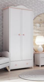 Kleiderschrank "Luna" Drehtürenschrank 85cm weiß rosa