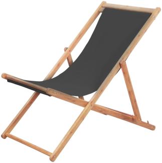 vidaXL Strandstuhl Klappbar Stoff und Massivholz Grau 44001