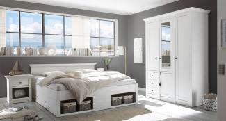 Schlafzimmer Westerland komplett 4-teilg pinie weiß Bett 180x200cm Kleiderschrank