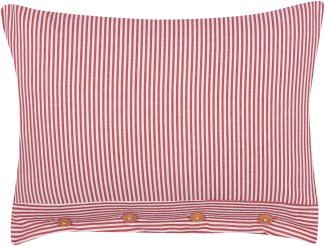 Dekokissen mit Knöpfen Streifenmuster Baumwolle rot weiß 40 x 60 cm AALITA