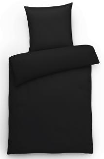 Mako-Satin Bettwäsche "Premium" aus 100% Baumwolle - Uni Schwarz 155 x 220 cm