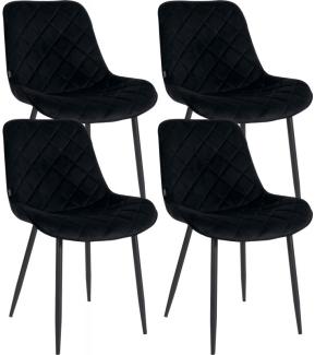 4er Set Stühle Springs Samt (Farbe: schwarz)
