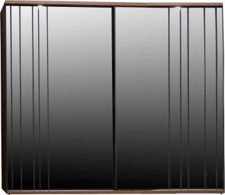 Casa Padrino Luxus Schlafzimmerschrank Braun 278 x 65 x H. 228 cm - Moderner Massivholz Kleiderschrank mit 2 verspiegelten Schiebetüren - Luxus Schlafzimmer Möbel