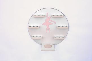 Schreinerei Linden 'Ballerina' Tonie-Regal, Holz weiß / rosa, 45 x 45 cm