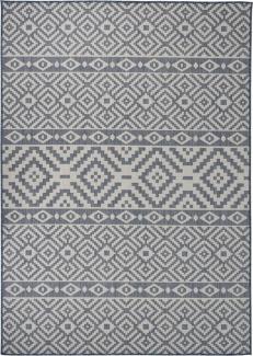 vidaXL Outdoor-Teppich Flachgewebe 140x200 cm Blau Gestreift