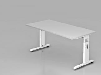 Schreibtisch OS16 C-Fuß 160x80cm Grau Gestellfarbe: Weiß