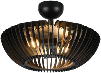 LED Deckenleuchte in Schwarz matt, Holz Lamellenlampe Ø 40 cm
