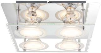 LED Deckenleuchte, Glas, Chrom, 4 Flammig, GU10, L 26 cm