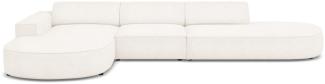 Micadoni 4-Sitzer Boucle Ecke links Sofa Jodie | Bezug Beige | Beinfarbe Black Plastic