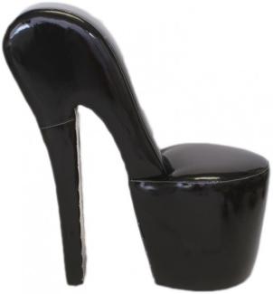 Casa Padrino High Heel Sessel Schwarz Lack Luxus Design - Designer Sessel - Club Möbel - Schuh Stuhl Sessel