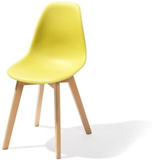 Keeve Stapelstuhl gelb ohne armlehne, birkenholz gestell und kunststoff sitzfläche, 47x53x83cm (BxTxH), 505F01SY 4 Stück