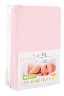 Julius Zöllner Jersey Spannbetttuch Doppelpack für das Kinderbett, Gr. 60x120 / 70x140, rosa & weiß