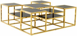 Casa Padrino Luxus Art Deco Designer Couchtisch Gold mit schwarzem Glas - Wohnzimmer Salon Tisch - Luxus Kollektion