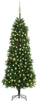 vidaXL Künstlicher Weihnachtsbaum mit LEDs & Kugeln 240 cm Grün, Mit Beleuchtung [3077557]