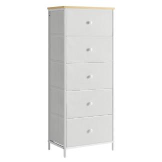 Songmics Highboard mit 5 Stoff-Schubladen, Holz kamelgelb / cremeweiß, 112,3 x 29,8 x 45 cm