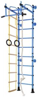 NiroSport Sprossenwand Kletterwand M2 Turnwand Made in Germany Kinderzimmer indoor Holzsprossen Blau Raumhöhe 200 - 250 cm