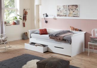 Relita 'Lina' Bett weiß, 90 x 200 cm, ausziehbar, mit zwei Schubladen