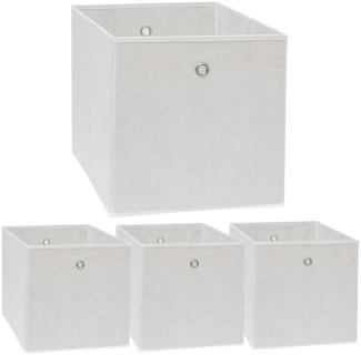 4er Set Aufbewahrungsbox für Kallax Regal 33x38x33 Stoff Box mit Öse Weiß