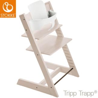 Stokke 'Tripp Trapp' Hochstuhl, whitewash, höhenverstellbar, Buche, inkl. Babyset