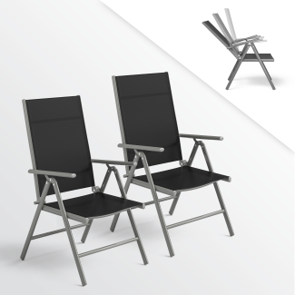 STEELSØN 'Lirael' Komfort-Gartenstühle mit Aluminium-Gestell, 2er-Set, klappbar, Rückenlehne 7-stufig verstellbar, silber