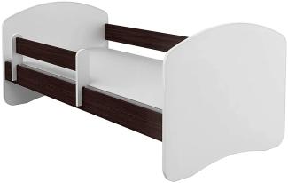Kinderbett Jugendbett mit einer Schublade und Matratze Weiß ACMA II (140x70 cm, Holz Wenge)