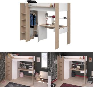 Parisot Hochbett Heavy 2 mit integrierten Kleiderschrank, Schreibtisch und Leiter