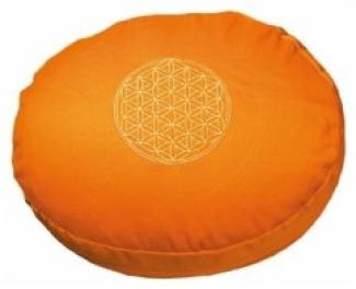 Meditationskissen mit Dinkelfllung und Stickerei Blume des Lebens, orange