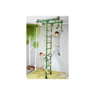 NiroSport Sprossenwand für Kinderzimmer M1 aufbau ohne bohrungen Made in Germany Holzsprossen Orange Raumhöhe 220 - 270 cm